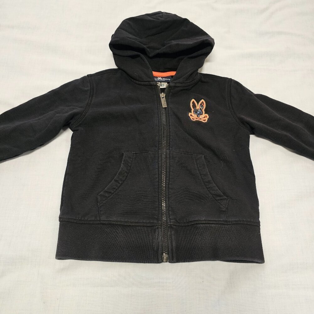 Psycho Bunny Full Zip Kangaroo Pocket Hoodie Size XXS 4 Black